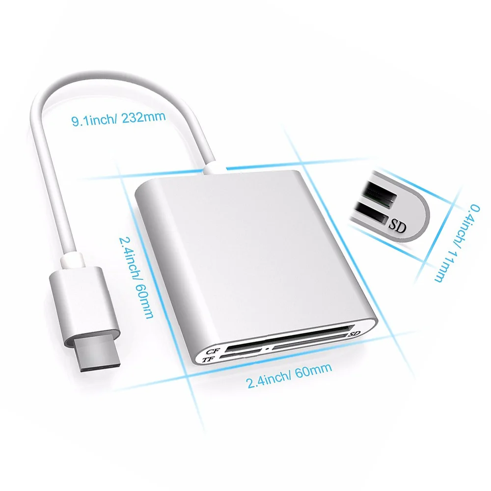 Мульти все в 1 usb type C для CF SD TF камера внешняя кардридер для Macbook Pro Air 2018 телефон OTG USB-C устройств супер скорость