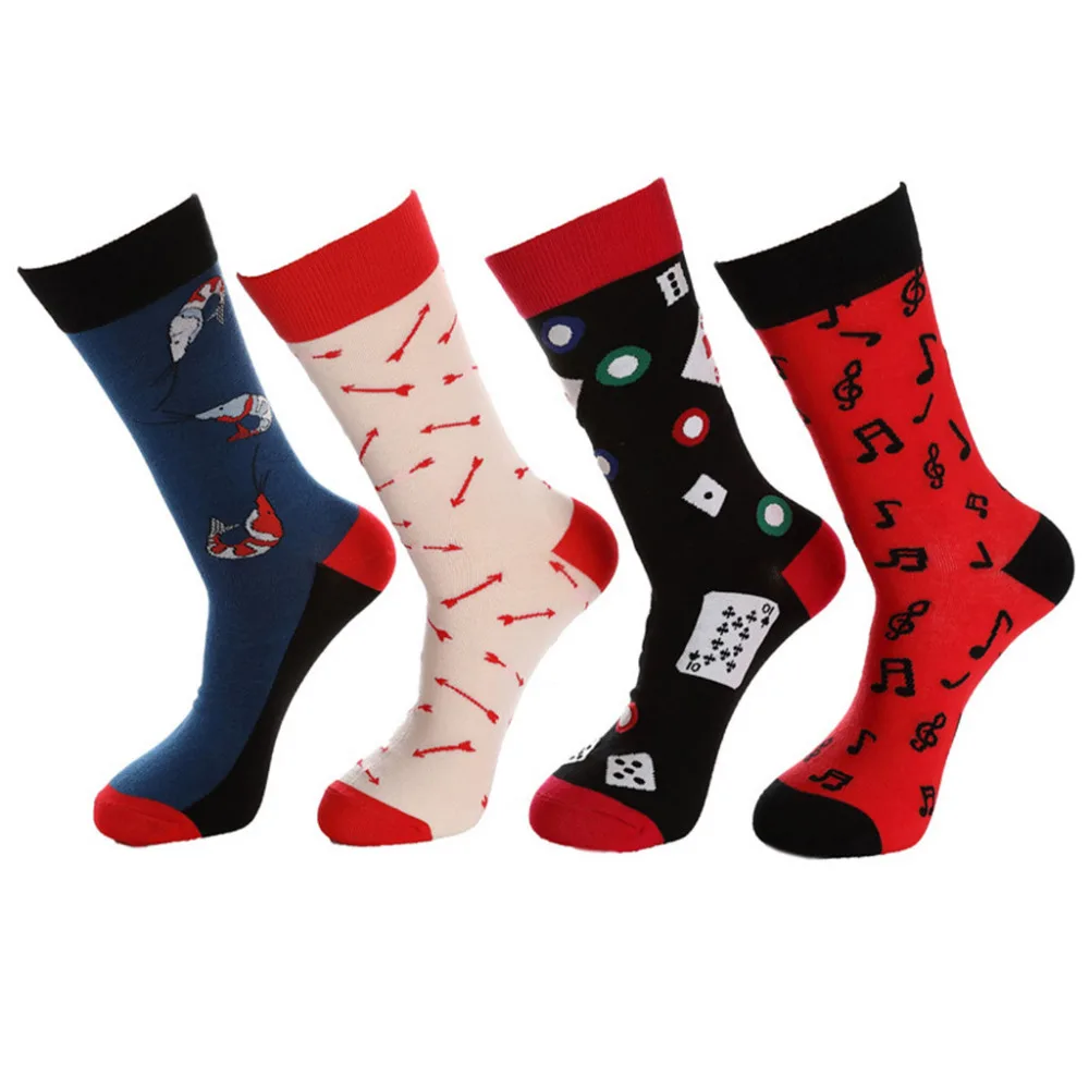 

Fashion Men's Personality Cotton Musical Notes Poker Lobster Arrow Summer Casual Tube Socks L0228