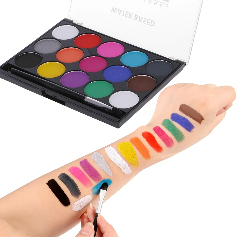 

15 Colors Body Makeup Non Toxic Water Paint Oil Body Face Painting Kit With Brush For Christmas Fancy Carnival Vibrant Party