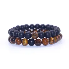 Мужские и женские браслеты из бисера натуральный тигровый глаз камень матовые бусины браслет для пары ручной работы женские модные браслеты