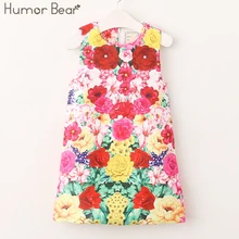 Humor Bear/платье для девочек; Новинка года; осеннее платье без рукавов в американском стиле; платье принцессы; детское платье; одежда для детей