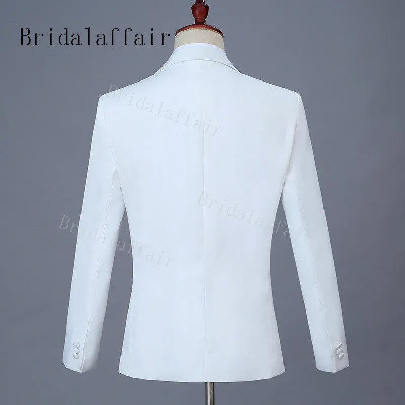 Свадебный костюм Bridalaffair для мужчин белый с цветочной аппликацией приталенный Homme
