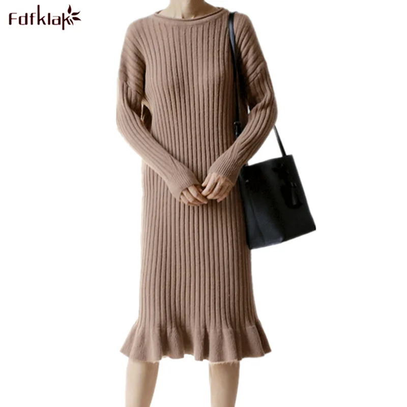 Fdfklak نوعية جيدة 2018 vestidos جديدة الخريف سميكة متماسكة اللباس النساء أزياء الشتاء طويلة الأكمام بلون سترة اللباس Fdfklak نوعية جيدة 2018 vestidos جديدة الخريف سميكة متماسكة اللباس النساء أزياء الشتاء طويلة الأكمام بلون سترة اللباس