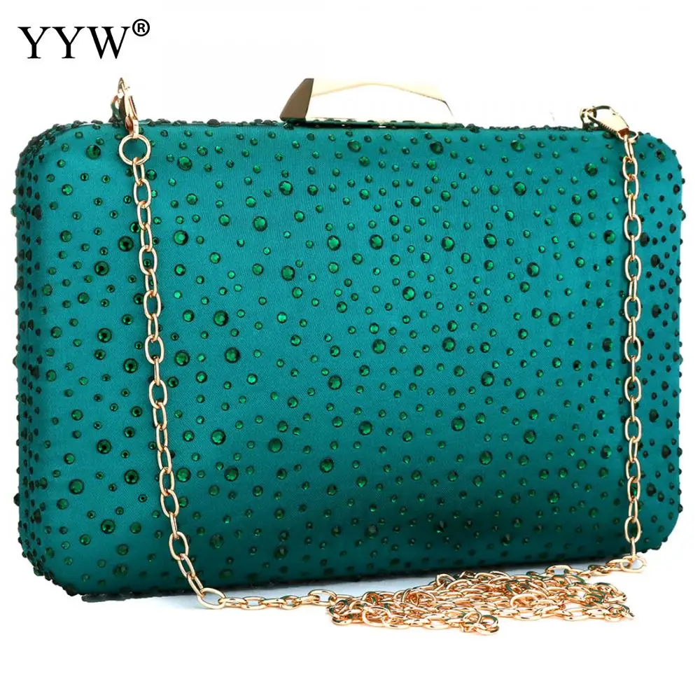الأخضر أزياء مساء حزب برشام حقائب يد الزفاف جيب للهاتف الخليوي Crossbody حقيبة للنساء 2018 براثن مع حجر الراين