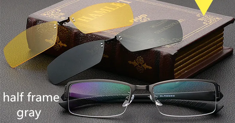 Очки для близорукости, мужские очки tr 90, оправа для очков, удобные, короткий прицел, поляризационные зажимы, УФ поляризационные очки, 2121 - Цвет оправы: half frame gray