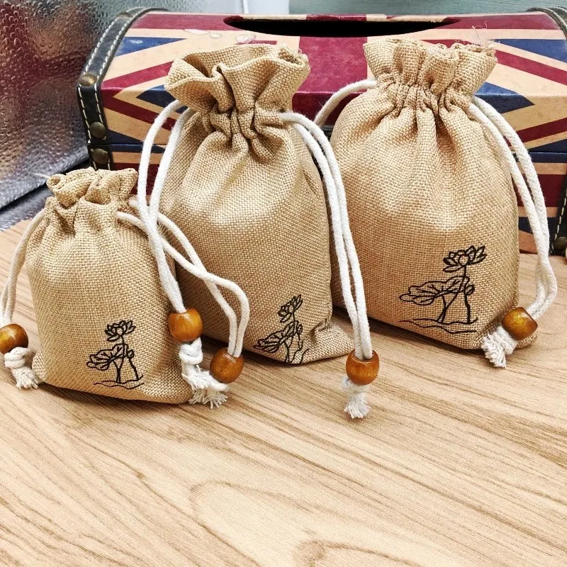 

Jewelry Bags Jute Drawstring Bag Bead Packaging Bags Gift Pouches