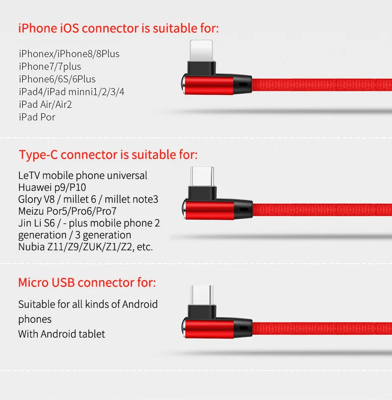 3 в 1 8Pin Micro type C нейлоновый USB кабель для iPhone 8X7 6 6S Plus iOS 10 9 8 samsung Nokia USB кабели для быстрой зарядки шнур