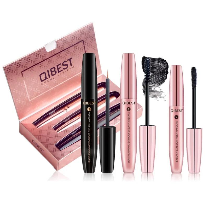 QIBEST 4D Silk Fiber Eyelash Mascara Makeup Waterproof Eyelash Growth Enhancer Longer Eyelashes Thicker Kits Cosmetics New - Цвет: E18093