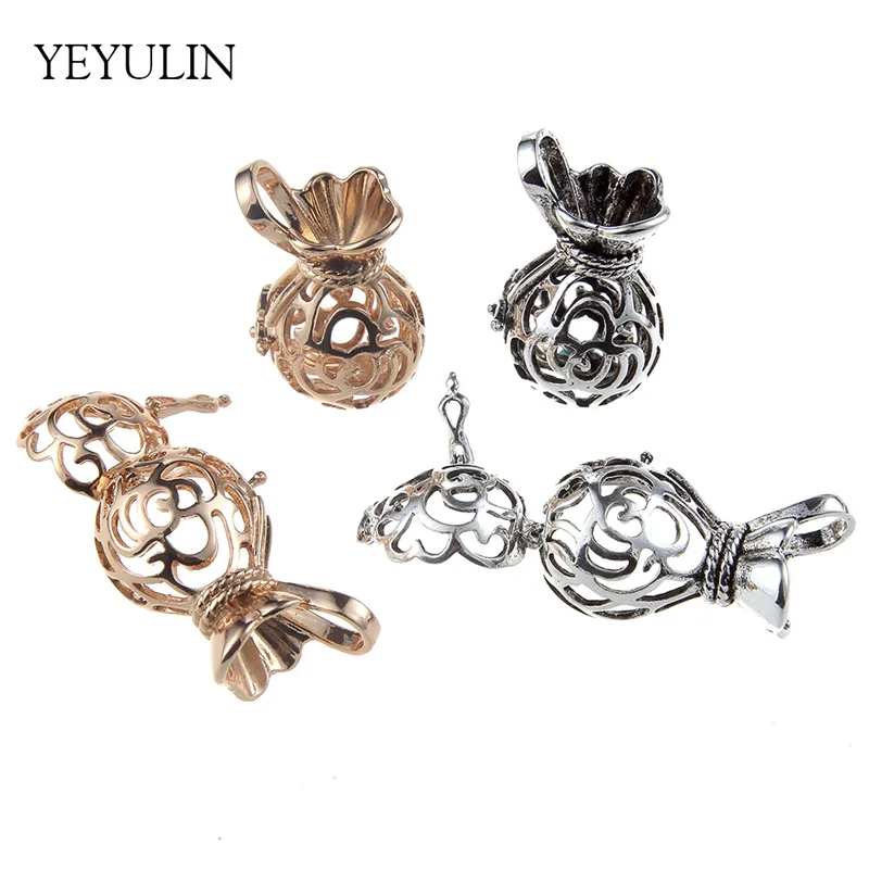 

New Design Silver Gold Color Essential Oil Diffuser Hollow Purse shaped Locket Pendant For Making Jewelry DIY