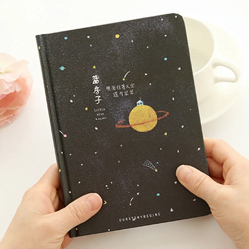 Creative trend Color Pages A5 Notebook Little Blue House Diary Book Hardcover diary Stationery School Supplies Black