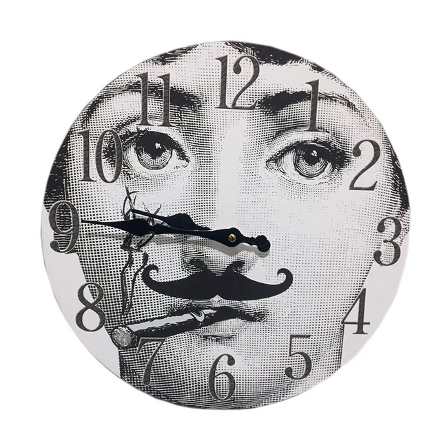 

Fornasetti Wooden Clock Lina Cavalieri Wall Decorative Hanging Clock White And Black Home Bar Hotel Adornment Bracket Clock