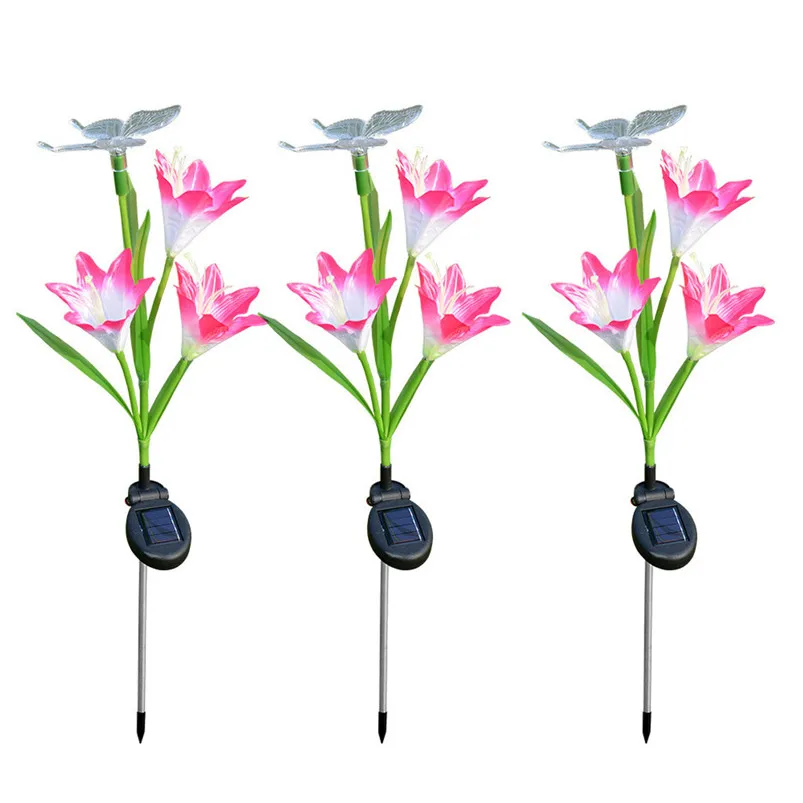 3PCS Solar Power Garland Light Lily Flower Fairy Lights Outdoor Garden Yard Path Lawn Landscape Lamp IP44 Waterproof Luces 40AP415