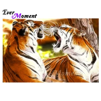

Ever Moment Diamond Painting Home Decoration Picture Of Rhinestone Tiger Roar Full Square Drill Diamond Embroidery Mosaic 3F1727