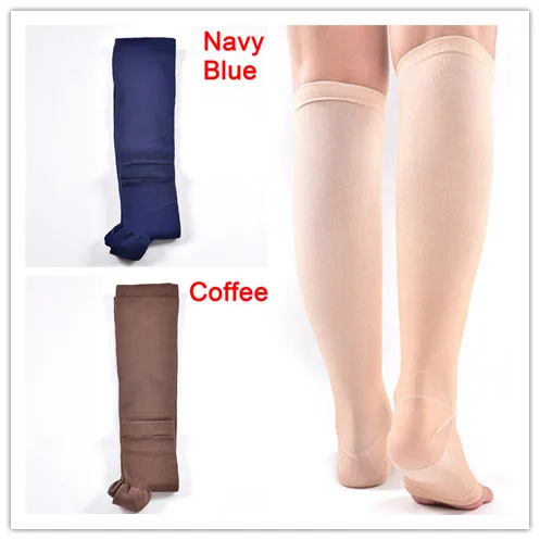 

1 Pair Elastic Toeless Sleep Socks Brace&Support Compression Level Medical Knee High Tip Open Varicose Socks