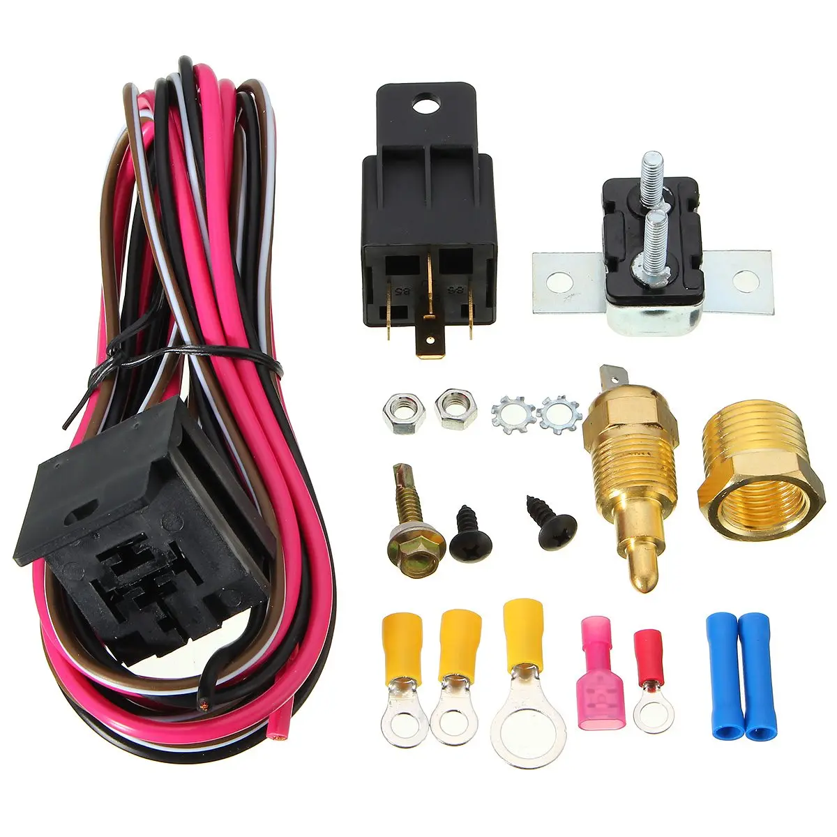 210~195 Electric Radiator Engine Fan Thermostat Temperature Switch Relay Kit
