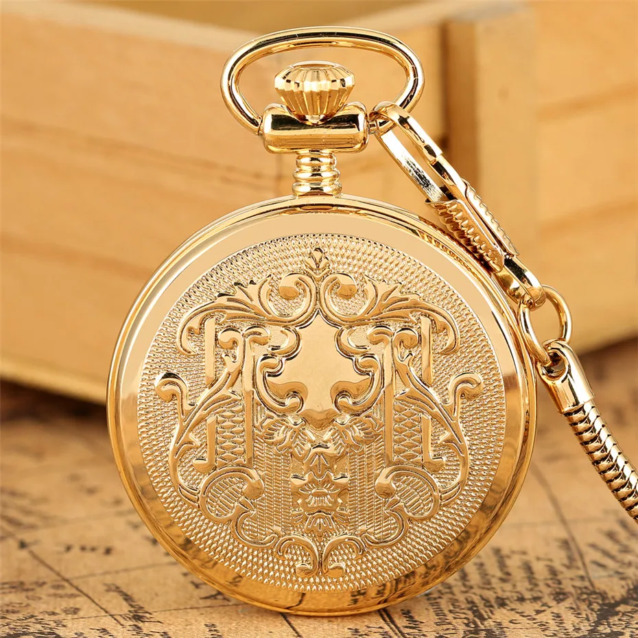 Светящиеся римские цифры дисплей Механические с самообмоткой карманные часы роскошные золотые стимпанк Карманный кулон часы Новинка