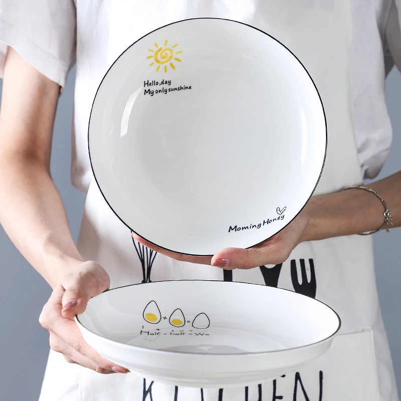 

Scandinavian Creative Household Disk 8-inch Deep Plate Dinner Soup Plate Vegetable Plate Ceramic Plate Dish