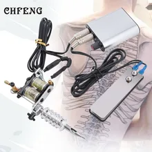 Набор для тату, полный шейдерный лайнер, ротационная машинка для пистолета, источник питания, держатель для чернил, набор игл для боди-арта, Перманентный макияж