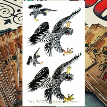 

Nu-TATY Sexy Black Hawks Temporary Tattoo Body Art Arm Flash Tattoo Stickers 17*10cm Waterproof Fake Henna Painless Tattoo