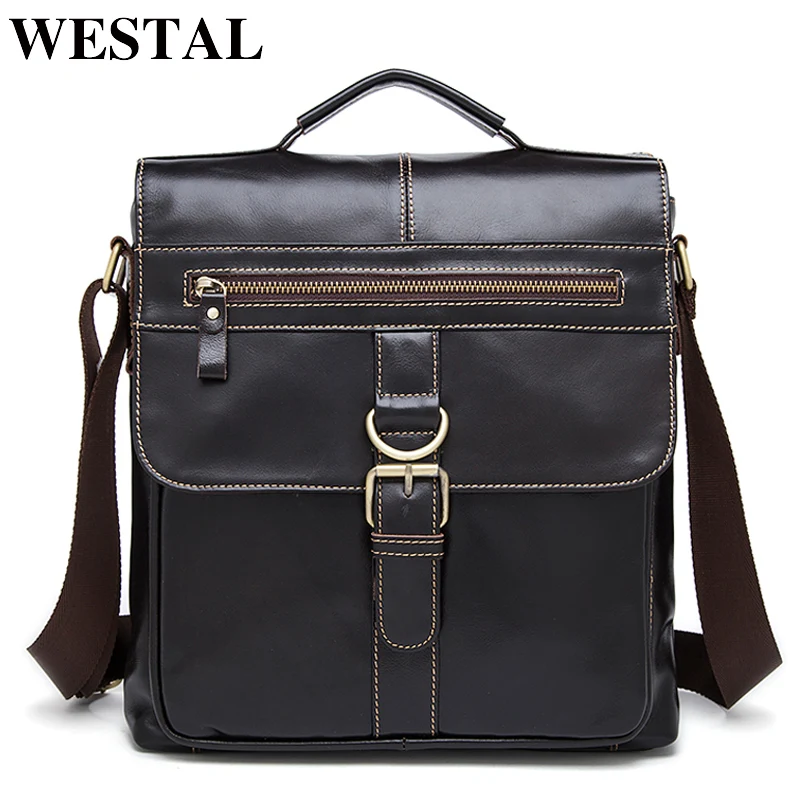 WESTAL الرجال حقائب كتف الرجال حقيبة جلدية أصلية عارضة Crossbody أكياس للرجال حقيبة ساعي بريد للرجال حقائب يد جلدية 1292