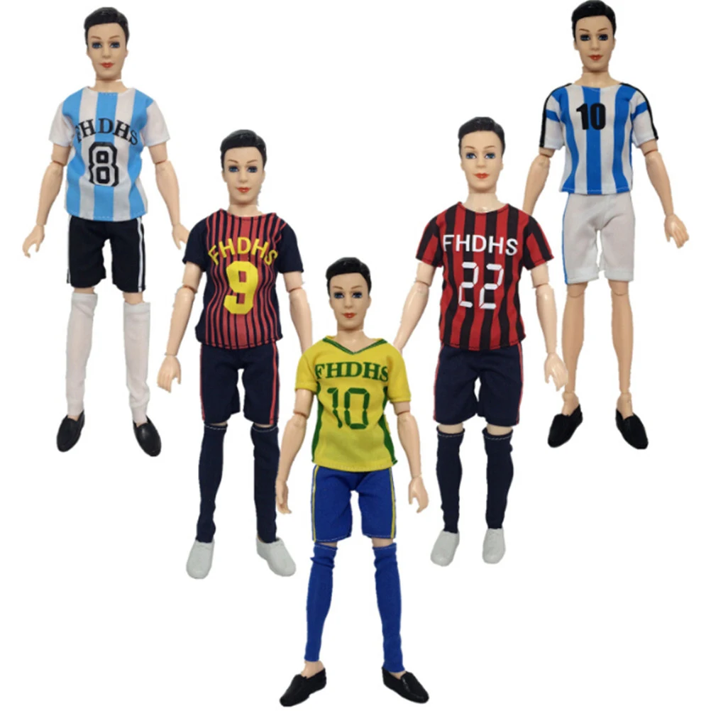 

2018 5Pcs/Set Male Footballer Ken Doll Clothes Doll Accessories With Sports Shirt Pants Children Girls Gifts