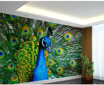 

custom 3d photo wallpaper living room mural a peacock flaunting its tail 3d picture sofa TV background non-woven wallpaper mural