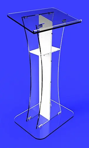 Приспособление отображает Подиум прозрачный призрак акриловый lectern pulpit белый крест легкая сборка требуется стол