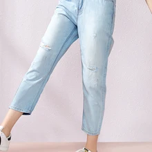 SEMIR джинсы женские летние новые бойфренды стиль девять брюки тренд отверстие Брюки Промытые cec брюки