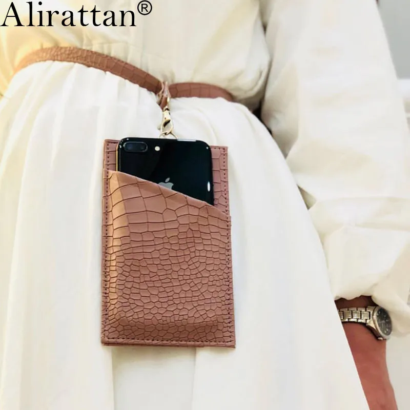 

High Quality Genuine Leather Mobile Card Holder Python Pattern Leather Pouch Mobile Card Holder Crocodile Mobile Card Bag