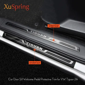 

For VW Tiguan 2016 2017 2018 2019 MK2 Car Scuff Plate Door Sill Trim Welcome Pedal Styling Garnish Sticker Strips Protection