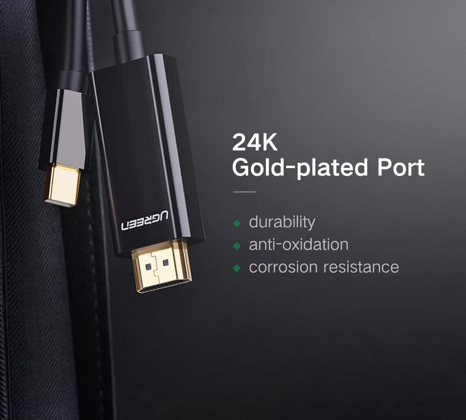 Ugreen Thunderbolt дисплей мини кабель DP-HDMI папа-папа адаптер для Macbook Pro Air проектор камеры ТВ Поддержка 4 к* 2 к 3D