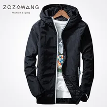 Zozowang 2017 new solid hooded keep warm winter jacket men casual fashion zipper pockets loose winter coat men black