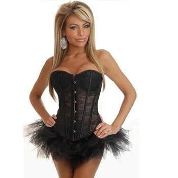 

Sexy Hollow out overbust Corset Spiral steel boned lingerie lace Jacquard Clothing Waist Trainer Bustier S M L XL XXL