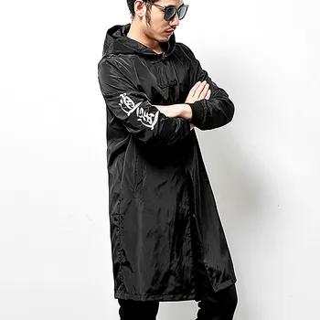 

Solid Long Trench Coat Men Windbreaker Autumn Embroidery Overcoat Men Single Breasted Plus Size High Quality Chinese Style