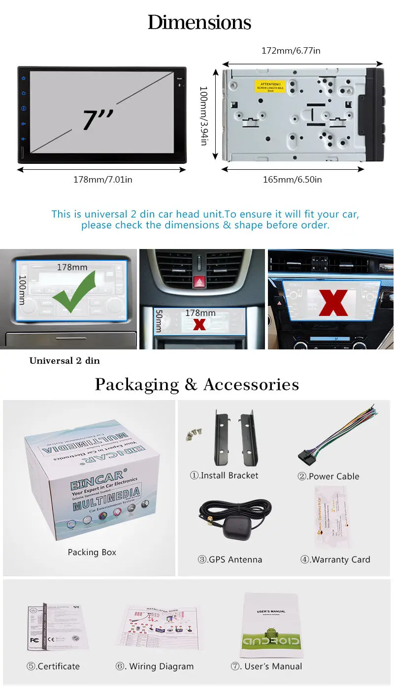 Flash Deal Android 6.0 7" Double 2Din Car Radio Stereo NO-DVD Player GPS Nav OBD2 3G WiFi 16