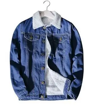 XingDeng Мужская ковбойская куртка верхнее пальто Зимние Модные мужские джинсовые куртки модные теплые флисовые джинсовая куртка Верхняя одежда Мужская плюс 2XL - Цвет: Синий