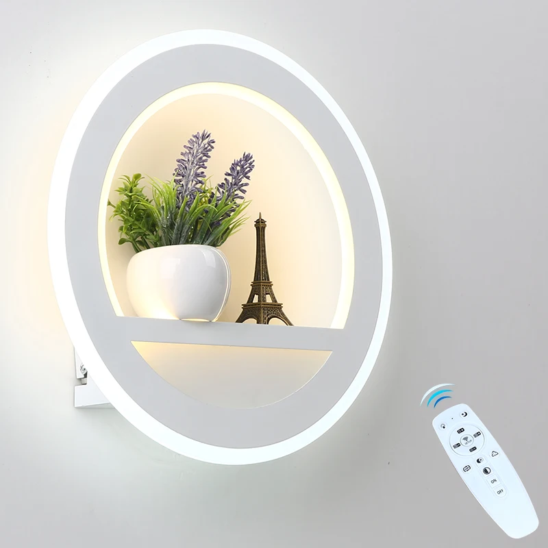 LED Wall Lamp Dimmable Modern Bedroom Living Room Wall Light With Flower And Tower Segment 2.4G RF Remote Control  AC220V 29W