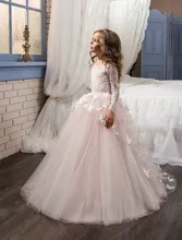 Holy Communion Dresses Long Sleeves Lace Back Button Solid O-neck Flower Girl Dresses Vestido De Daminha New Arrival Holy Communion Dresses Long Sleeves Lace Back Button Solid O-neck Flower Girl Dresses Vestido De Daminha New Arrival