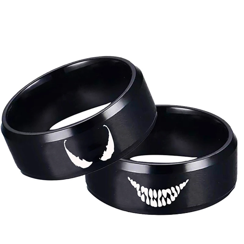

2019 Classic Marvel Movie Venom Biker Ring Marvel Black Ring Stainless Steel Hiphop Black Ring Men Accessories Venom Jewelry