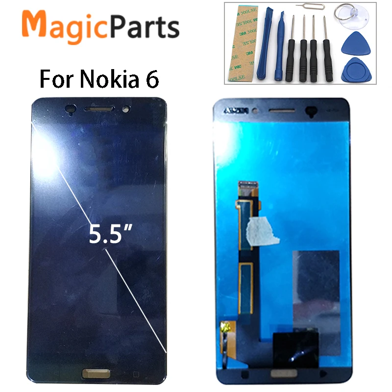 Для Nokia 6 LCD TA 1021 1033 1025 дисплей и сенсорный экран дигитайзер в сборе запасные части +