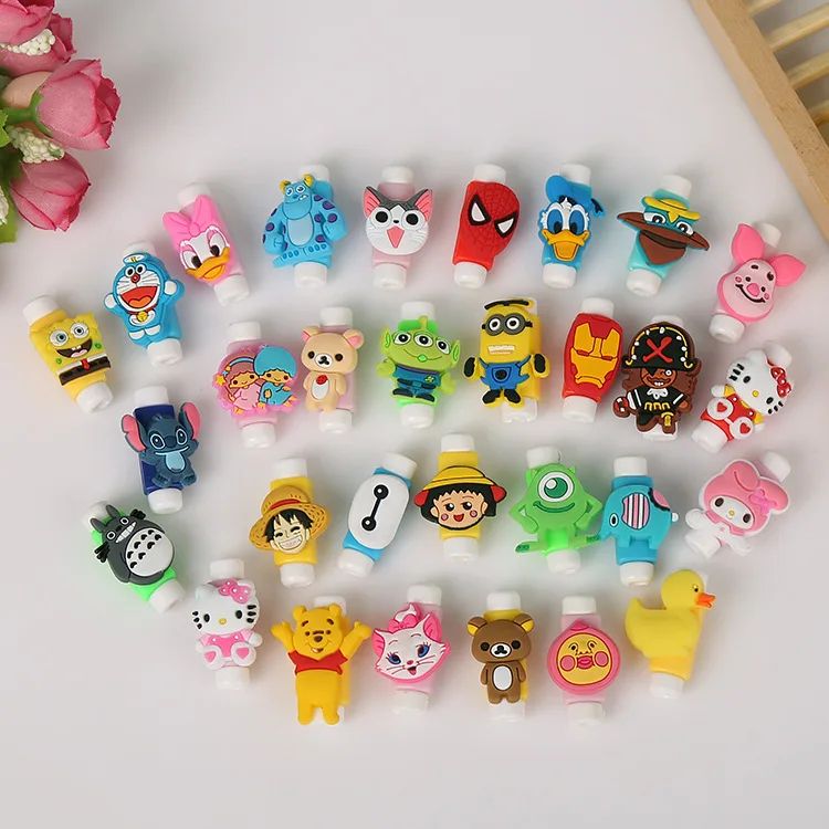 

20pcs/lot Cute Cartoon Figure USB Data Cable Protector Anti Breaking Protective Sleeve For iphone 5 6 7 8 Charger Cable Protect