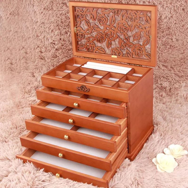 Шкатулка для ювелирных изделий из натурального дерева в стиле ретро|organizer storage