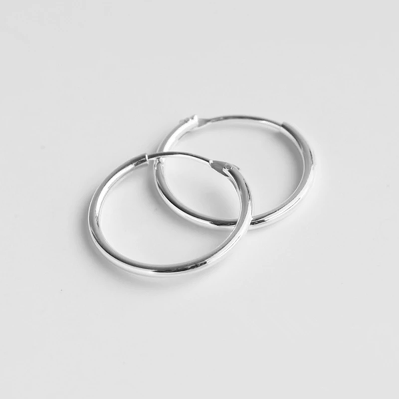 Real 925 Sterling Silver Hoop Earrings 
