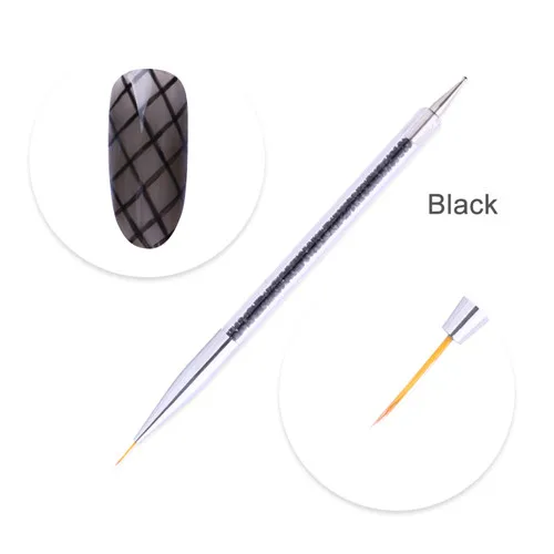 Двухсторонний инструмент для Красочные Стразы ручка-лайнер кисти для рисования картины цветок нажмите с силой так, ручка для маникюра ногтей, для маникюра, 1 шт - Цвет: Черный