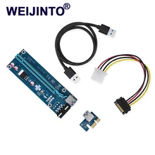 10 pcs Pci-e Pci Express 1x A 16x Riser Cartão Extender weijinto 60 cm Usb 3.0 Cabo Sat6a com 4pin cabo de alimentação sata Ver 006