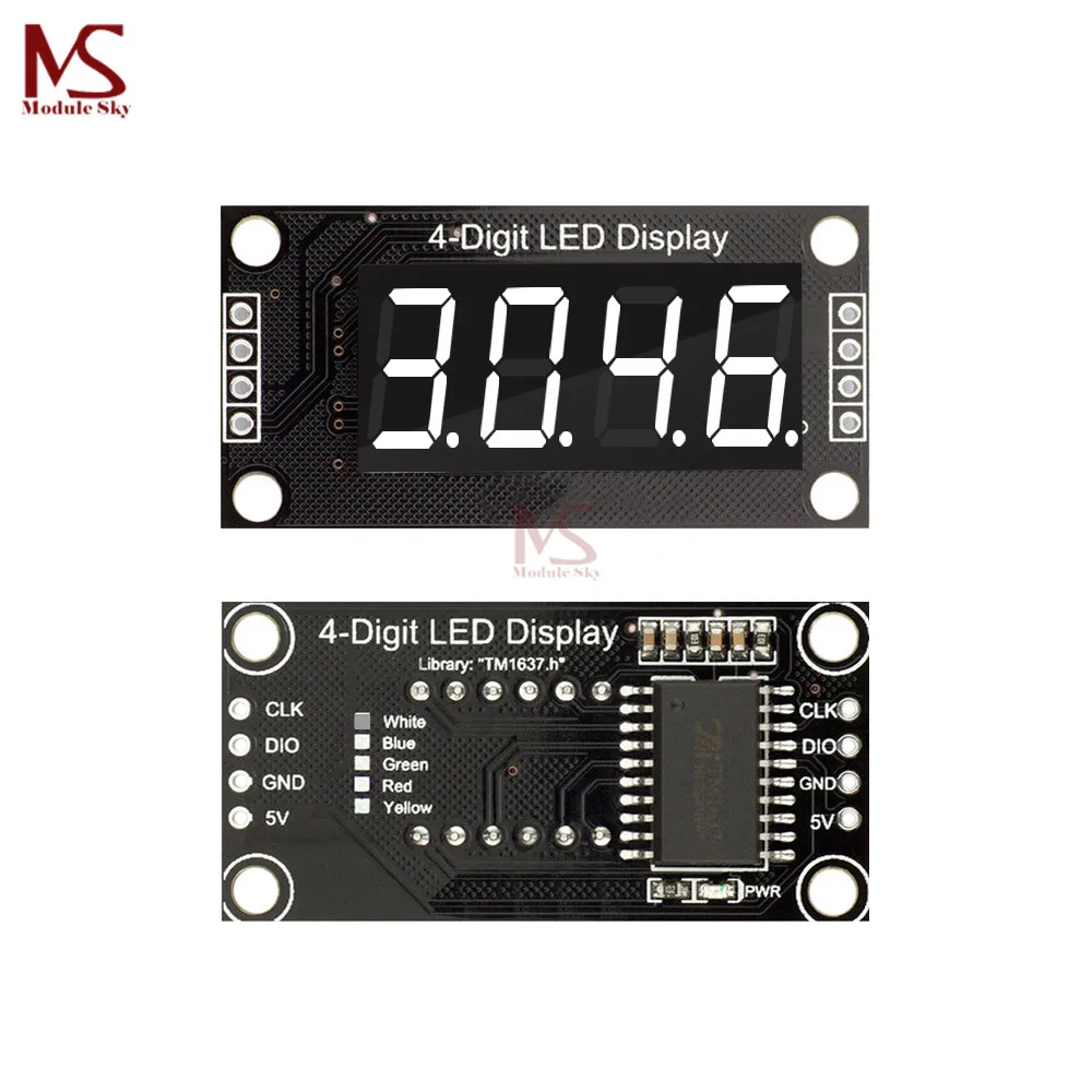 

TM1637 0.36" 0.36 Inch 7 Segments Digital Display Tube 4-Digit LED Module Board For Arduino Red Green Blue Yellow White