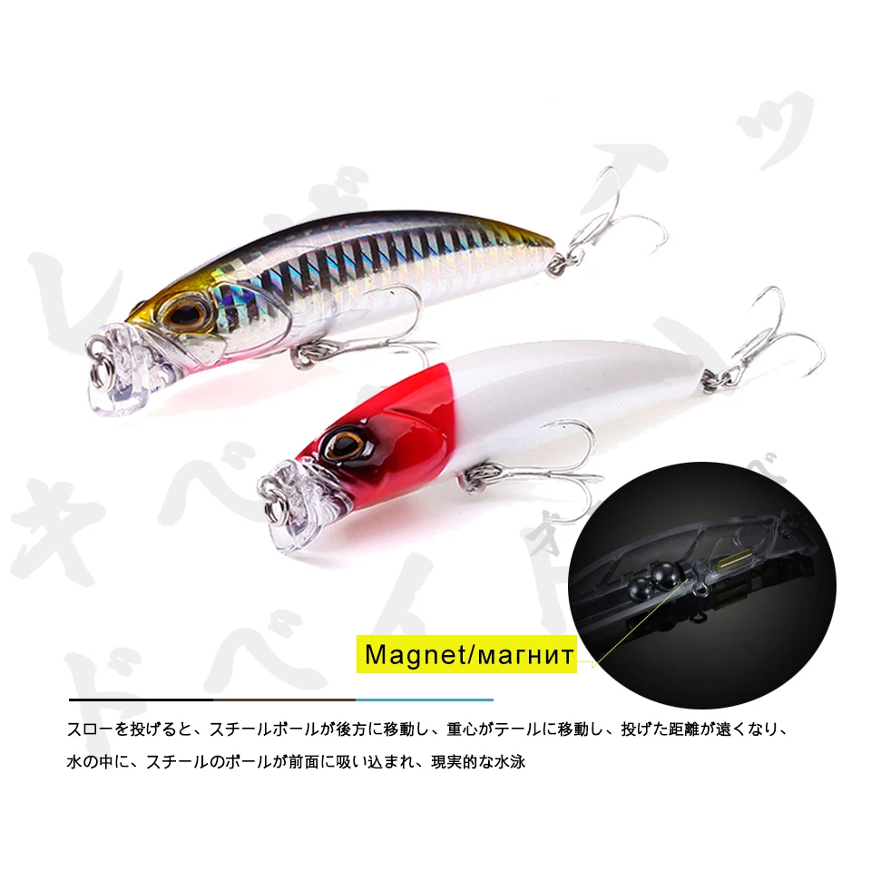 

7.5cm 10g Magnet Weight System Topwater Floating Fishing Lures TERRIF BULLET Hard Swim Fish Bait Wobblers Fishing Popper
