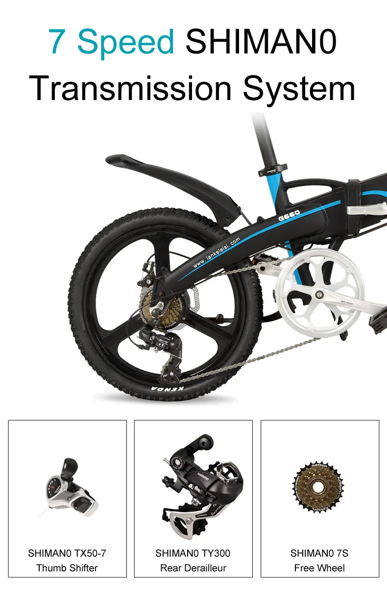 Clearance 20 Inches Folding Bicycle, Integrated Magnesium Alloy Rim, Folding Electric Mountain Bike, 5 Grade Assist, Suspension Fork 8