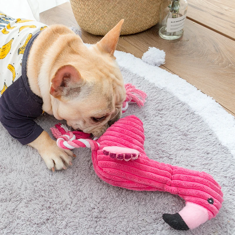 Cute Plush Flamingo Pet Dogs Bite Chew Toys Chihuahua/Yorkshire/Bulldog/Pug/Corgi Small Dog Interactive /Squeaky Sound Toy