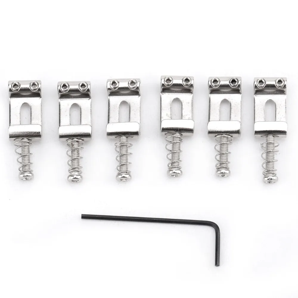 

Musiclily Pro 54.5 mm Vintage 6 String Electric Guitar Bridge Saddle Set for Stratocaster Strat Telecaster Tele Style, Chrome